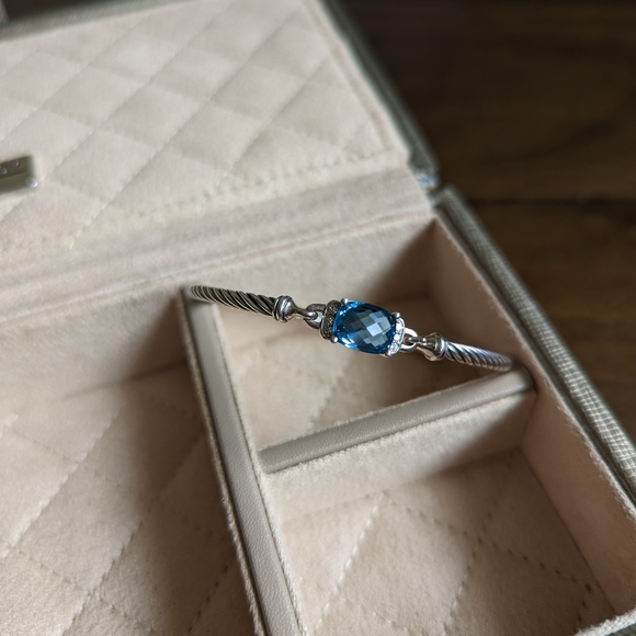 David Yurman Wheaton Bracelet Hampton Blue Topaz & Diamonds - Picture 1 of 5